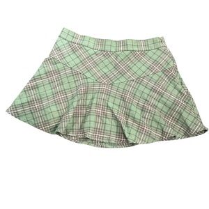 Forever 21 Green and White Pleated Skater Mini Skirt